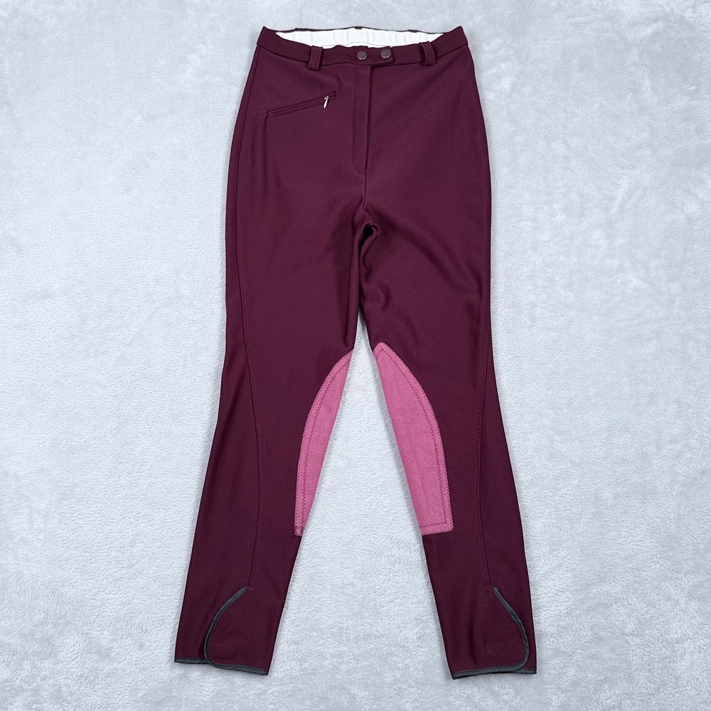 Vintage‎ Equestrian Breeches Women 24 Burgundy Knee Patch Horse Riding Pants
